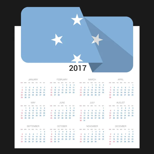 2017-kalender med flagga — Stock vektor