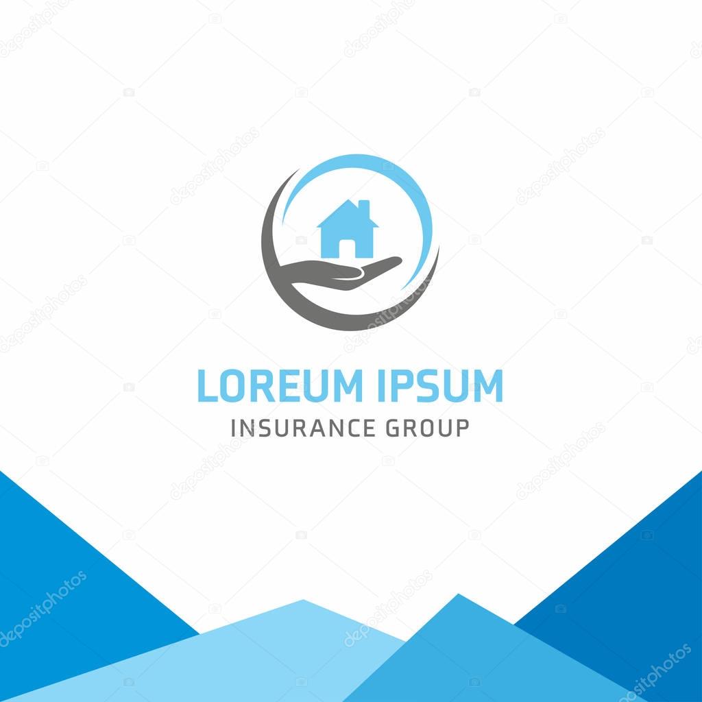 Insurance group logo with loreum ipsum company name, vector illustration