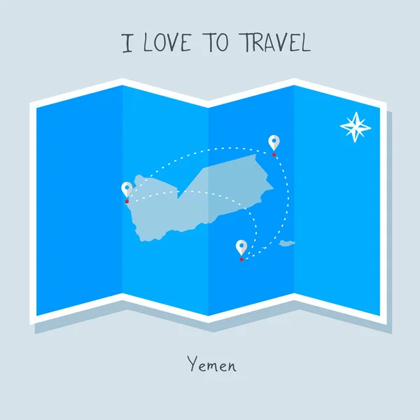 Me encanta viajar con mapa — Vector de stock