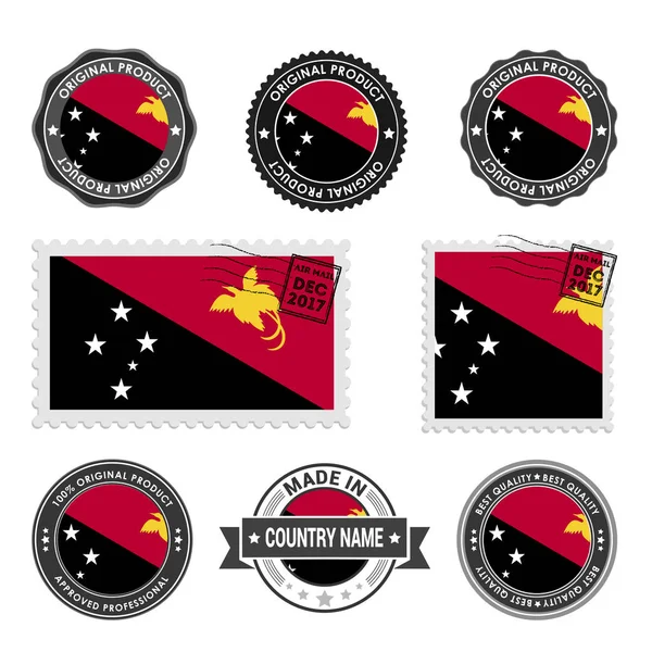 Conjunto de sellos Papúa Nueva Guinea — Vector de stock