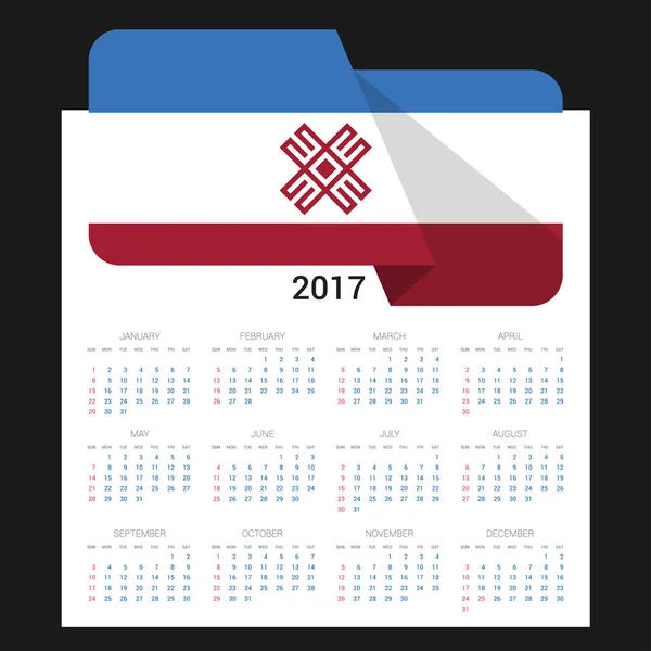 Calendario 2017 con Mari El flag — Archivo Imágenes Vectoriales