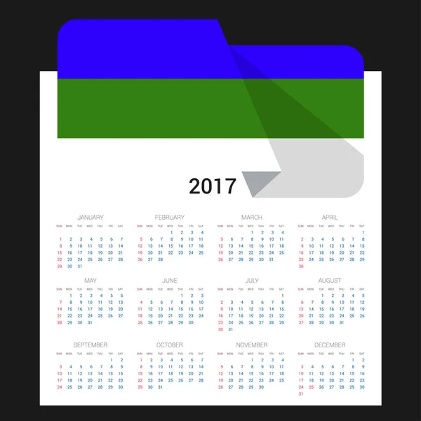 Calendario 2017 con bandera de Komi — Vector de stock