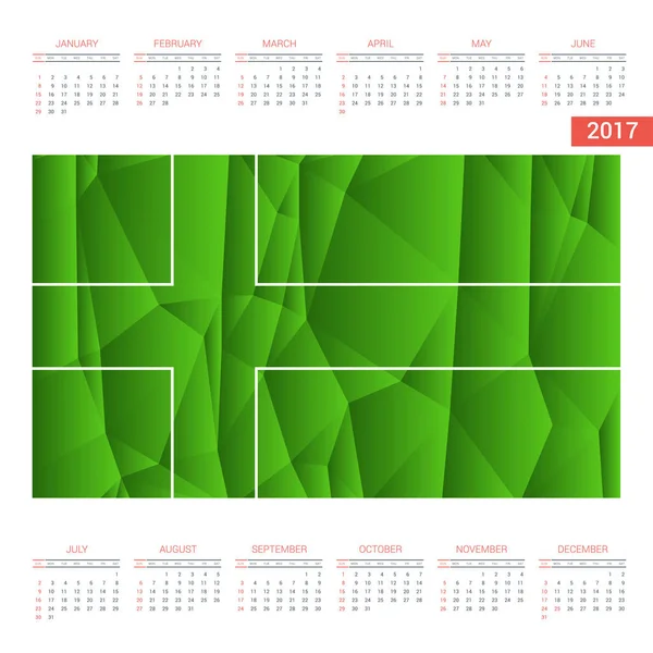 Kalender van 2017 met Ladonia vlag — Stockvector