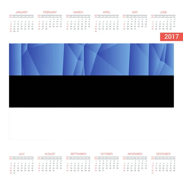 Kalender 2017 mit estnischer Flagge — Stockvektor