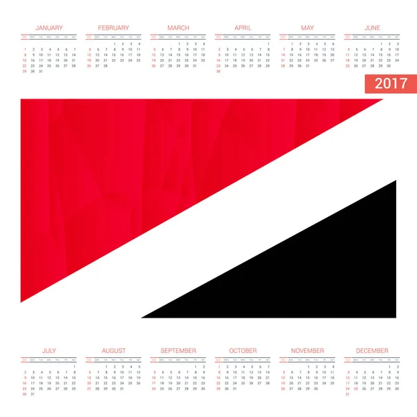 Ημερολόγιο του 2017 με σημαία Πριγκιπάτο της Sealand — Διανυσματικό Αρχείο