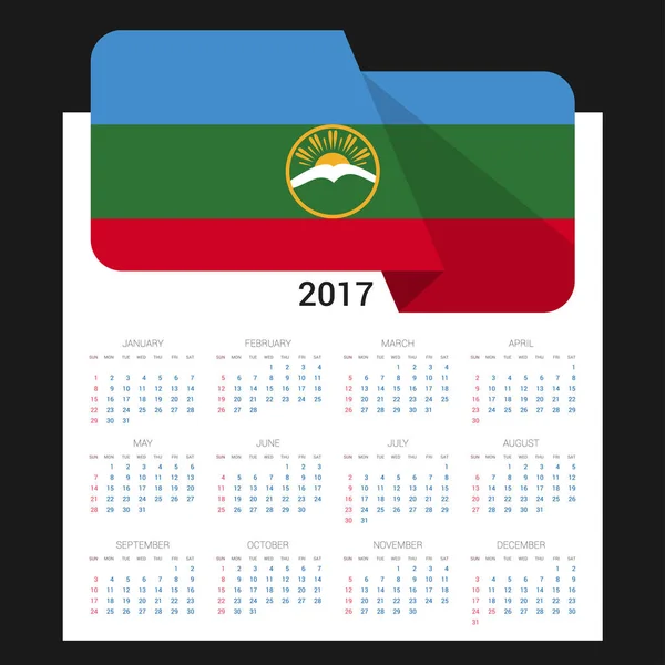 2017 календар з прапор Карачаєво-Chekessia — стоковий вектор