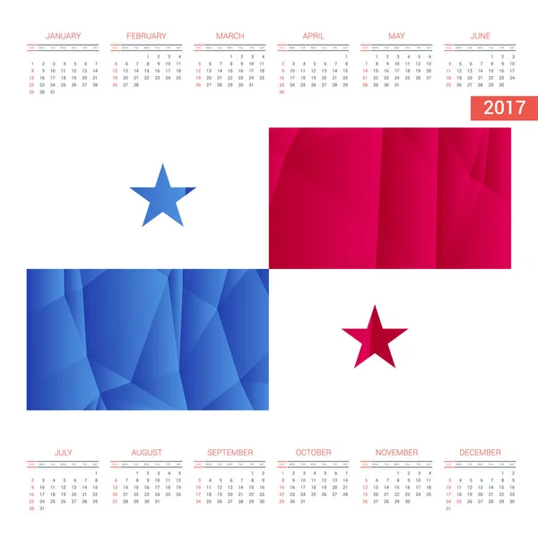 Календарь 2017 с флагом Панамы — стоковый вектор