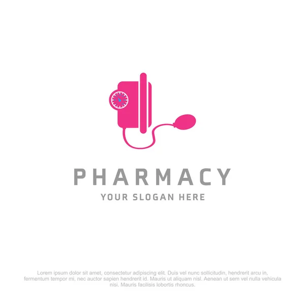 Bandiera farmacia con icona tonometro — Vettoriale Stock