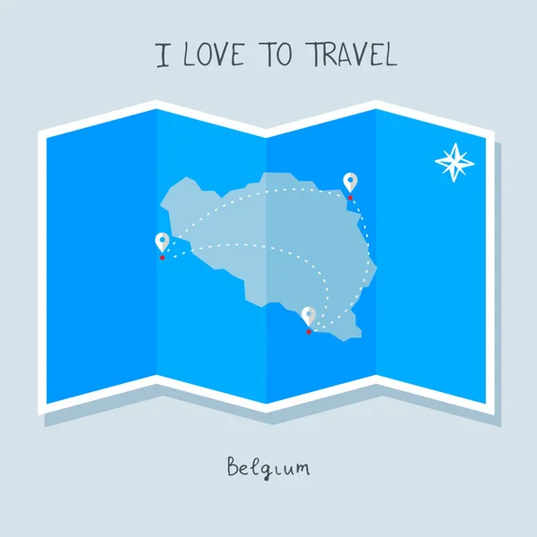 Me encanta viajar con mapa — Vector de stock