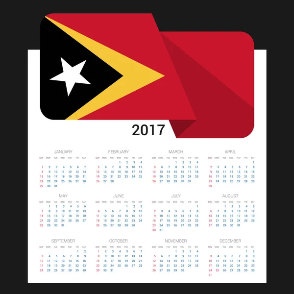 Календарь 2017 года с флагом Восточного Тимора — стоковый вектор