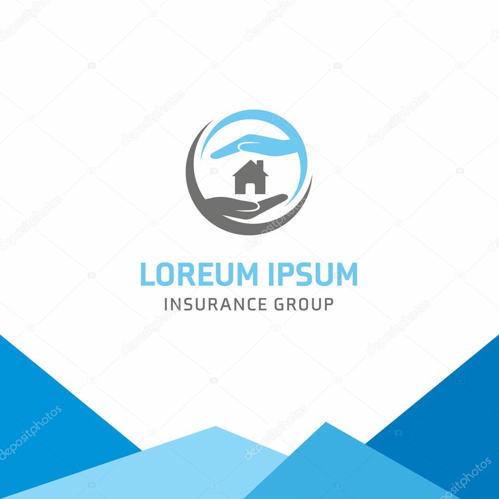Insurance group logo with loreum ipsum company name, vector illustration