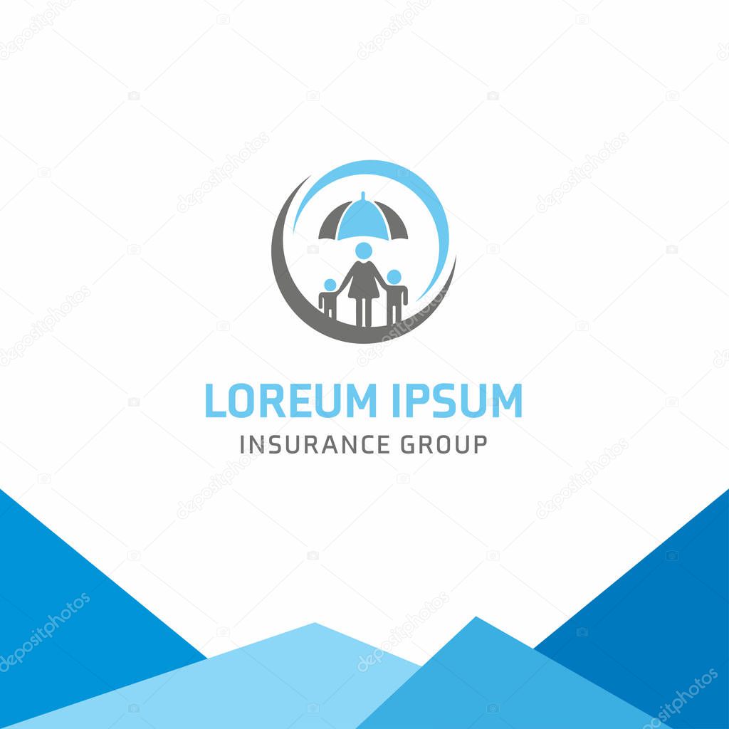 Insurance group logo with loreum ipsum company name, vector illustration