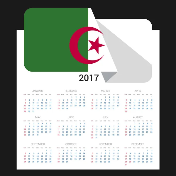 Calendário de 2017 com bandeira da Alegeria —  Vetores de Stock