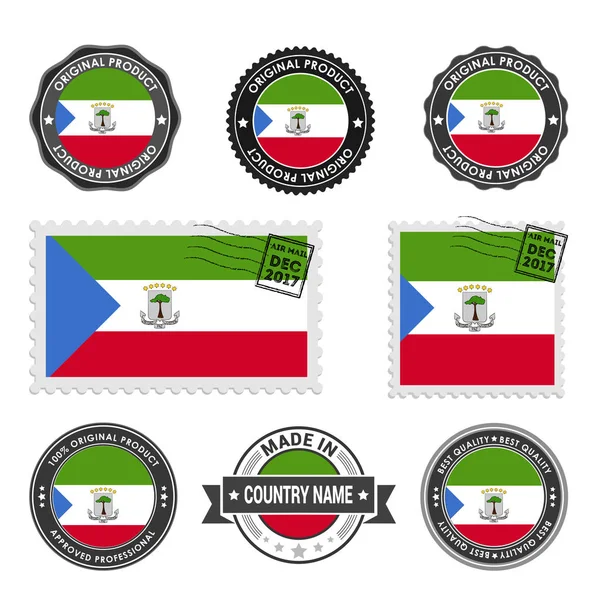 Set de sellos de colores Guinea Ecuatorial — Archivo Imágenes Vectoriales