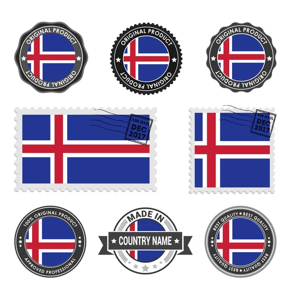 Σετ χρωματιστά γραμματόσημα Ισλανδία — Διανυσματικό Αρχείο