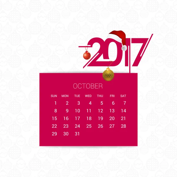 Calendário 2017 para o mês — Vetor de Stock