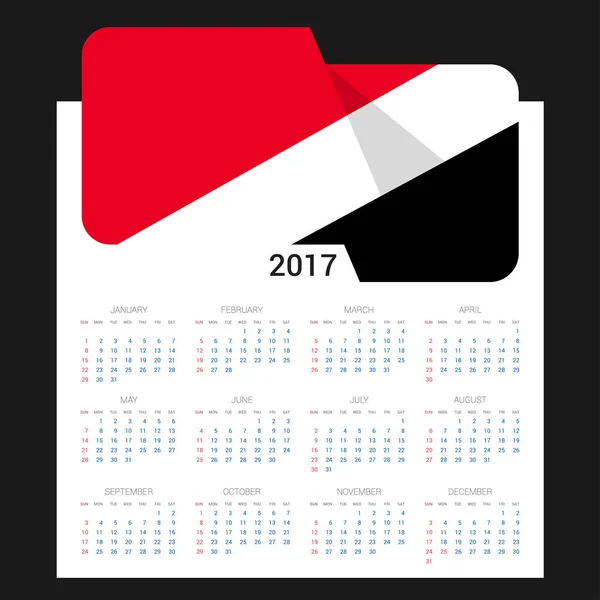 Календарь 2017 года с флагом Силенда — стоковый вектор