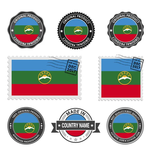 Juego de sellos de colores Karachay-Cherkessia — Vector de stock