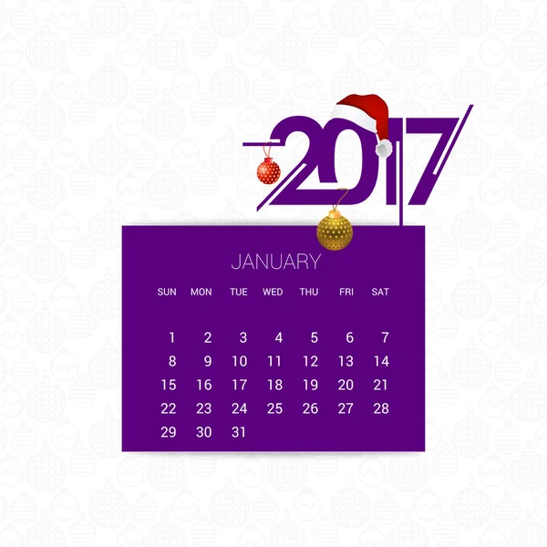 2017 calendario para el mes — Vector de stock