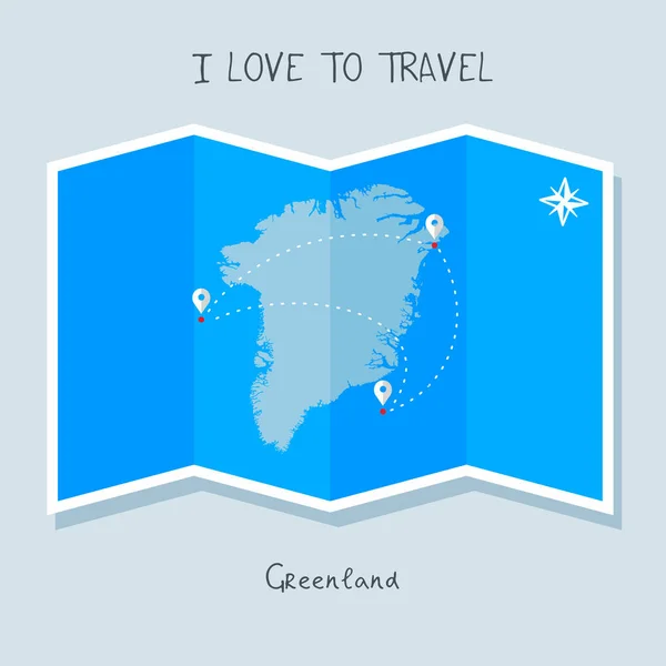 Me encanta viajar con mapa — Vector de stock