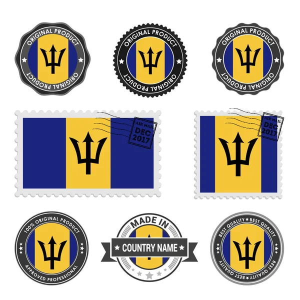 Set di francobolli colorati Barbados — Vettoriale Stock