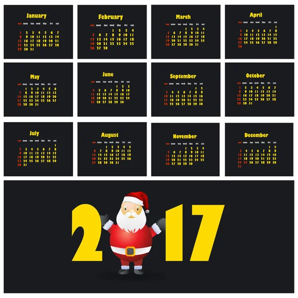 Calendário do ano 2017 — Vetor de Stock