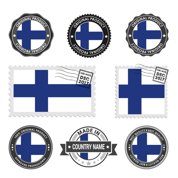 Set van gekleurde postzegels Finland — Stockvector