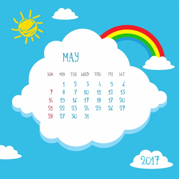 2017 kalender for måned – Stock-vektor