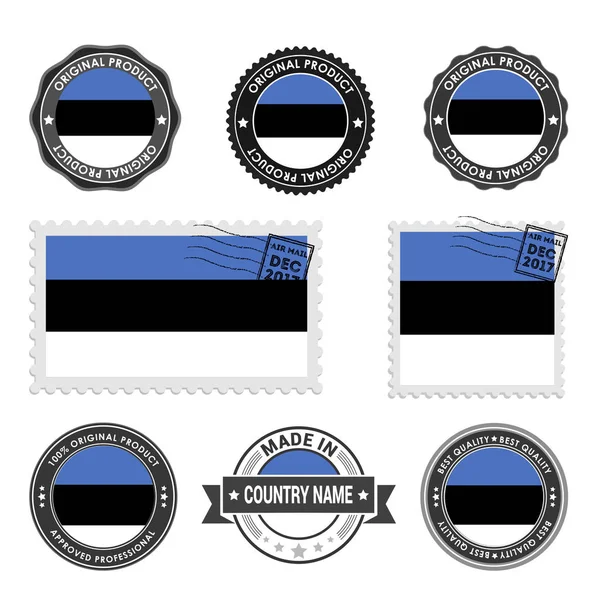 Conjunto de sellos de colores Estonia — Vector de stock