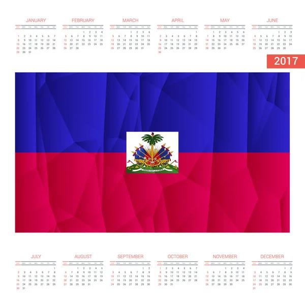 与海地国旗 2017年日历 — 图库矢量图片