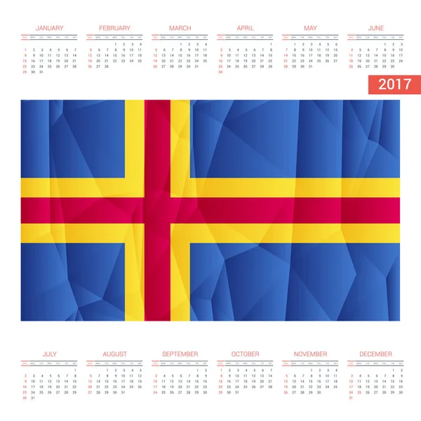 Calendrier 2017 avec drapeau Aland — Image vectorielle