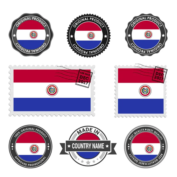 Conjunto de selos coloridos Paraguai — Vetor de Stock