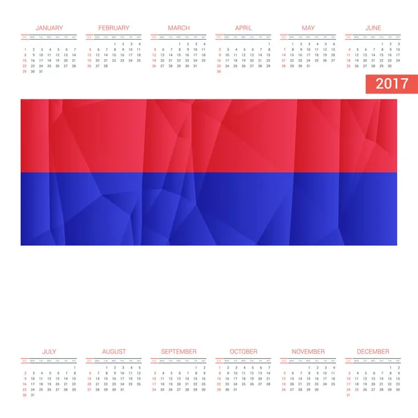 Kalender van 2017 met de vlag van de Republika Srpska — Stockvector