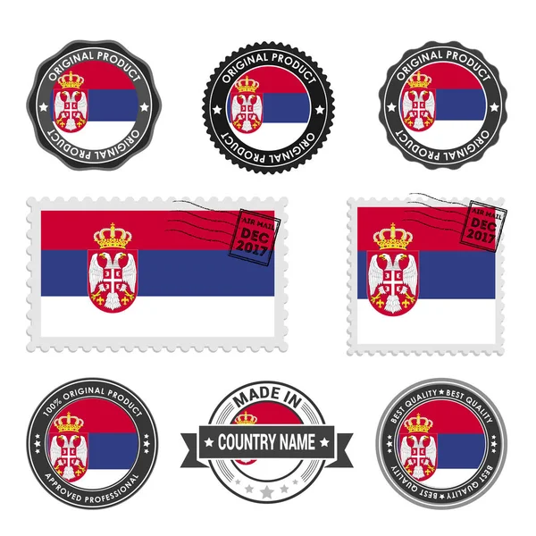 Conjunto de selos coloridos Sérvia — Vetor de Stock