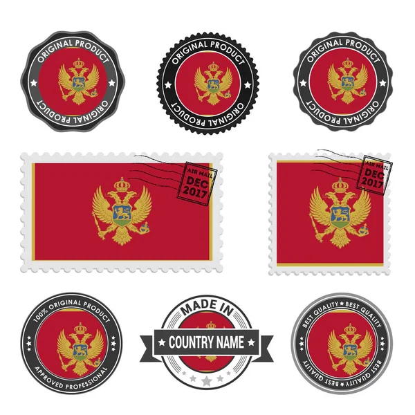 Conjunto de sellos de colores Montenegro — Vector de stock