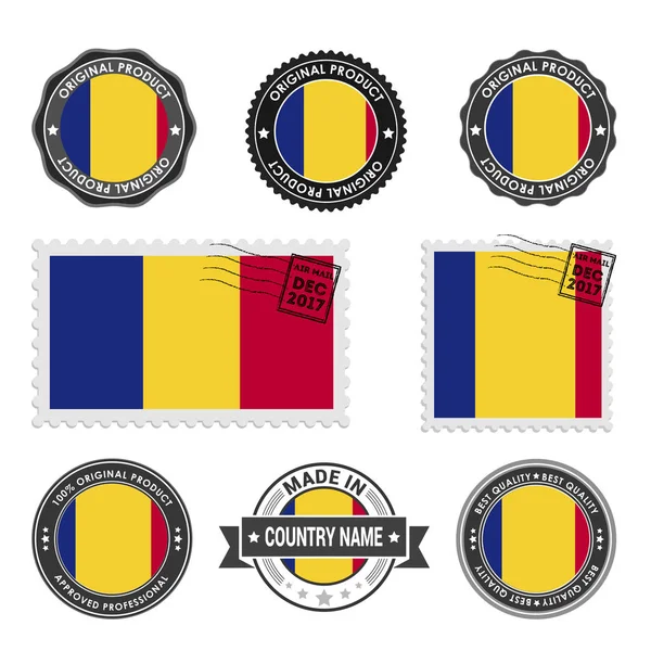 Conjunto de selos coloridos Roménia —  Vetores de Stock