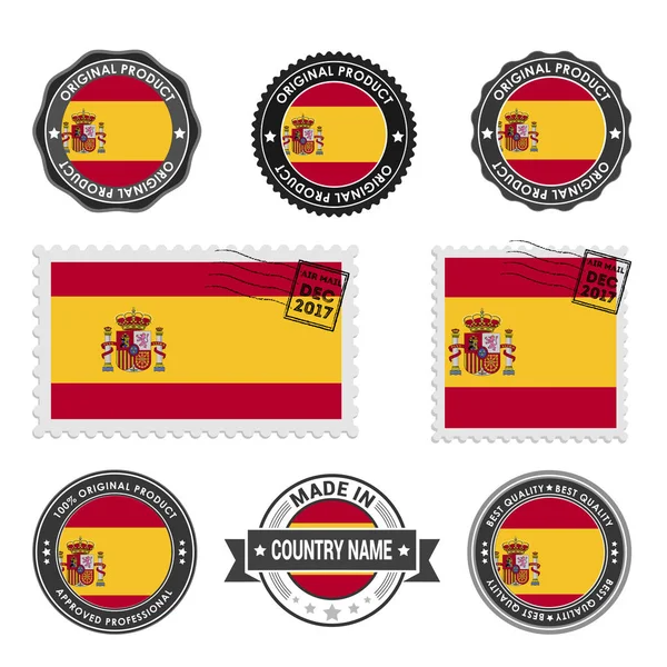 Conjunto de selos coloridos Espanha — Vetor de Stock