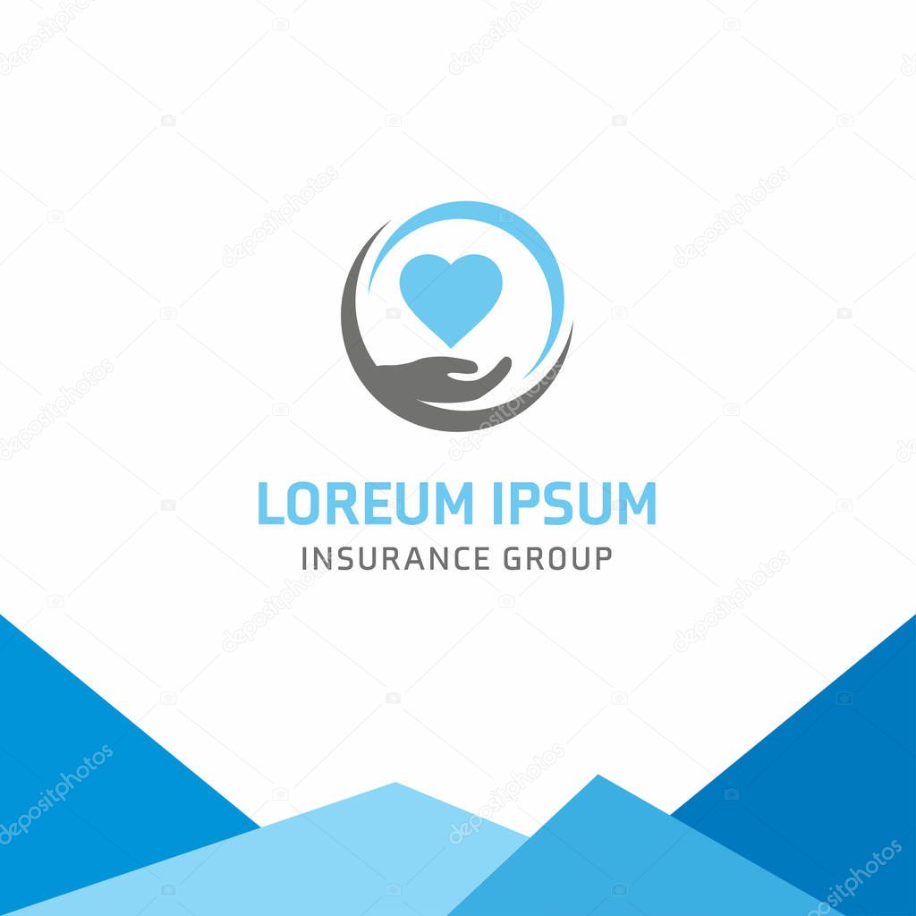 Insurance group logo with loreum ipsum company name, vector illustration