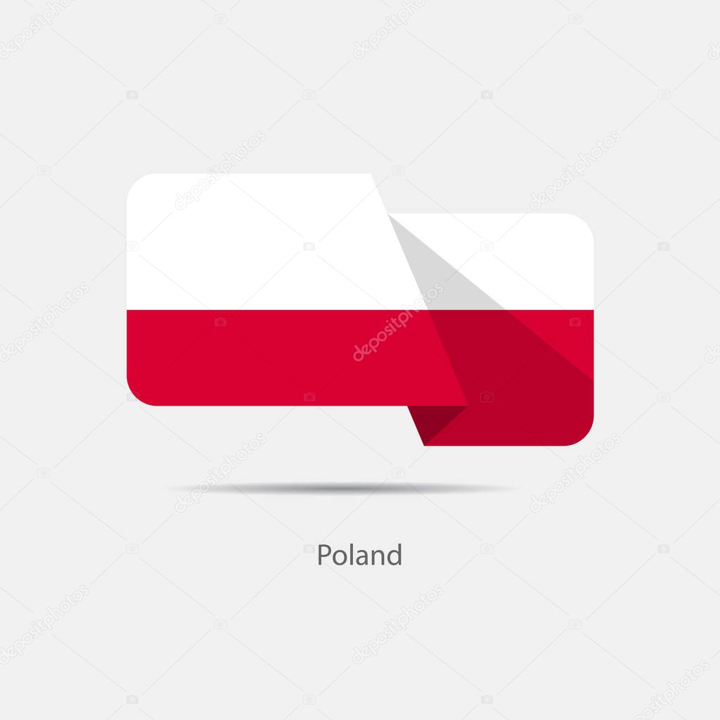 Poland national flag logo illustration with shade and bend over white background