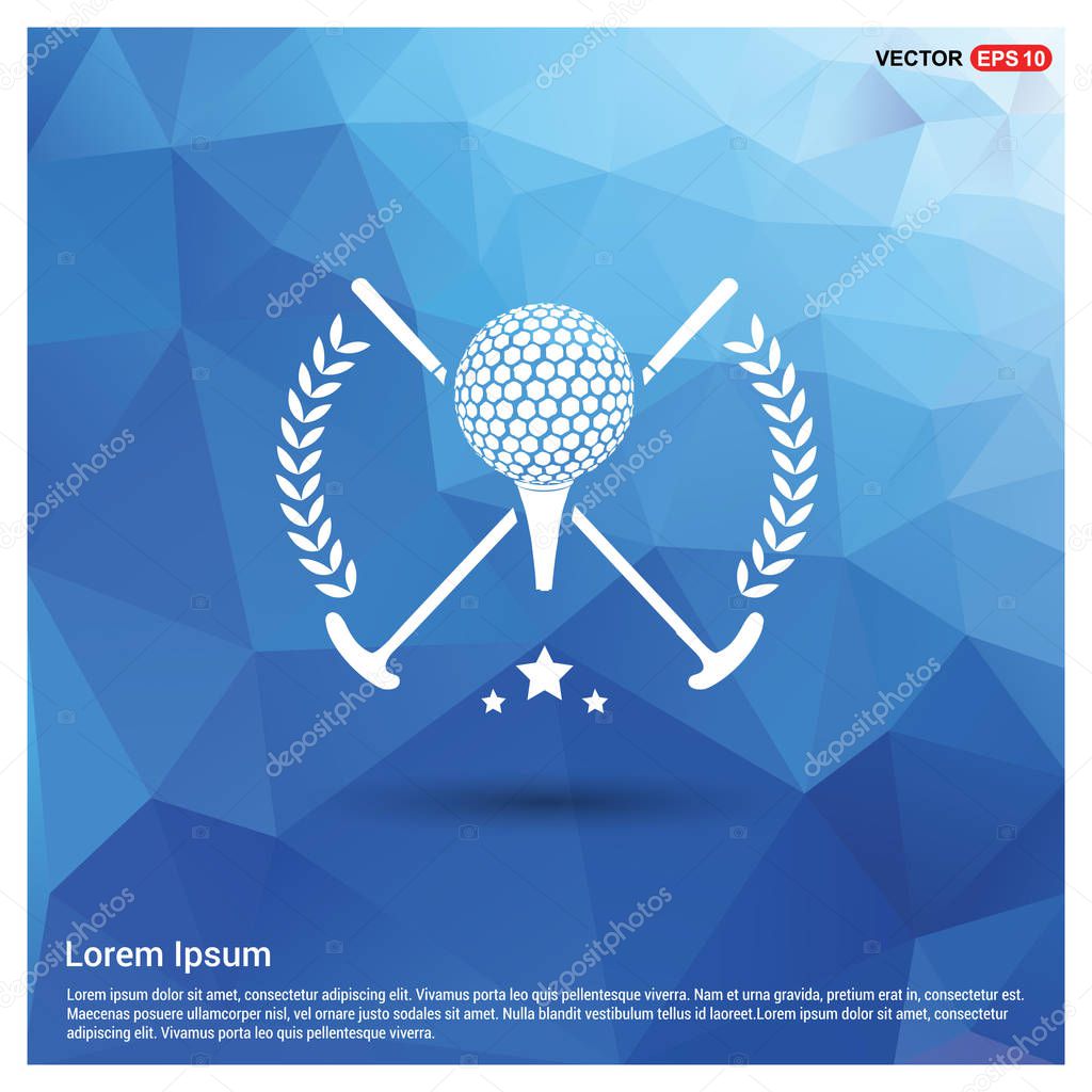 Golf logo design over blue polygonal background, vector illustration