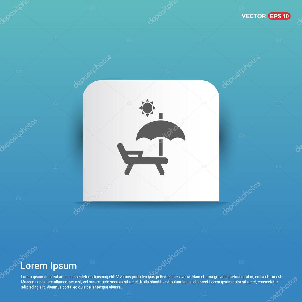 umbrella and sunbed blue icon