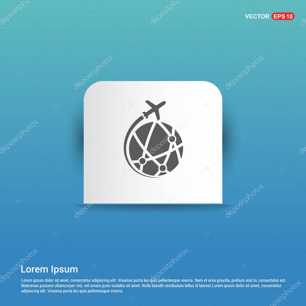 Worldwide delivery or travel icon with airplane and globe. vector illustration