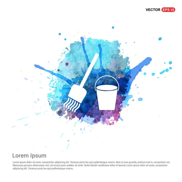 Paspas ve kova düz simgesi