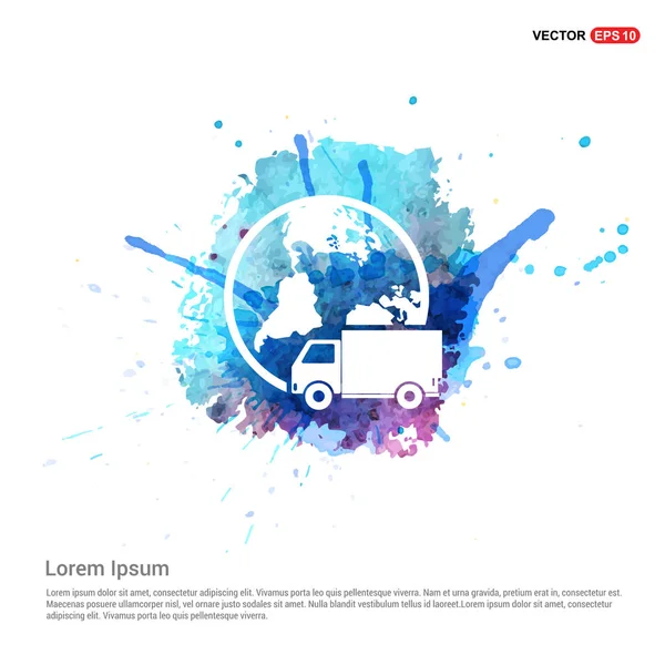 Icona consegna in tutto il mondo con camion — Vettoriale Stock