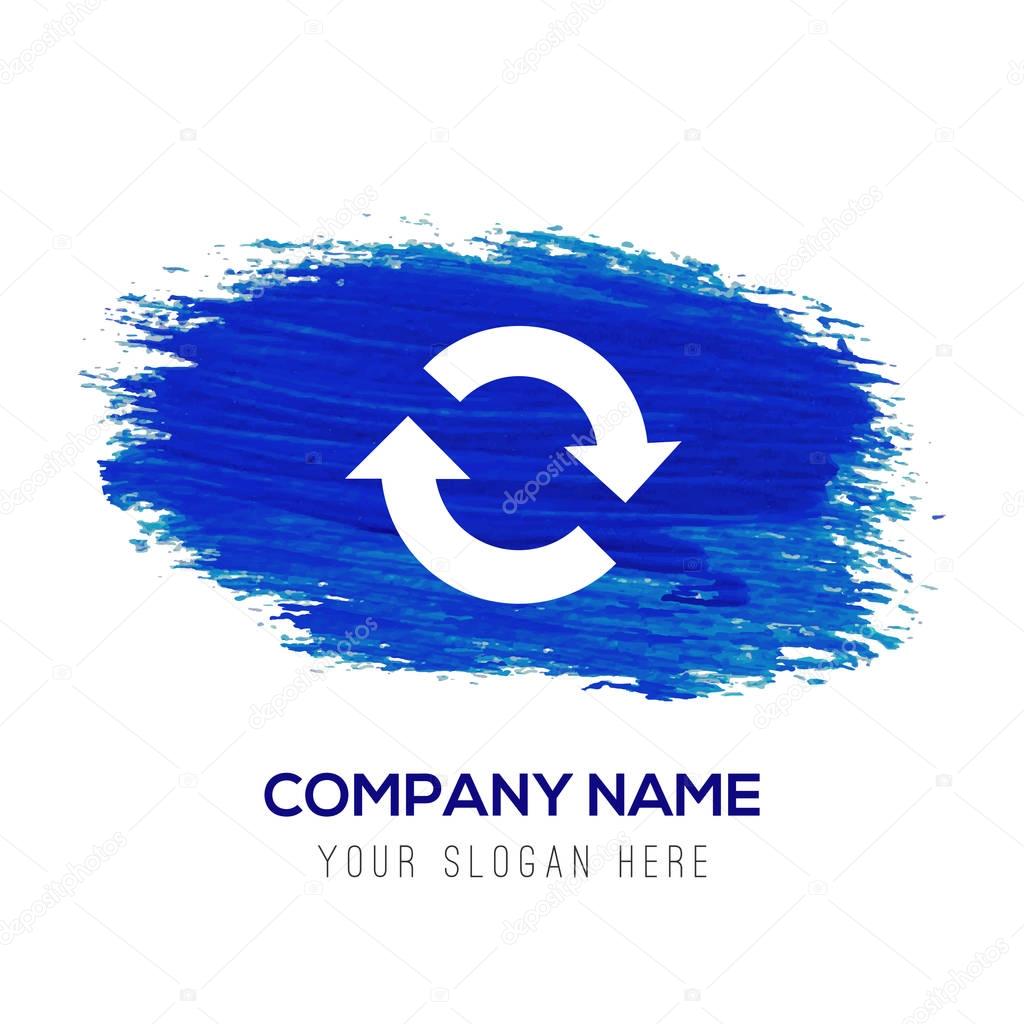 Business logo with arrows circle icon on blue background, vector illustration