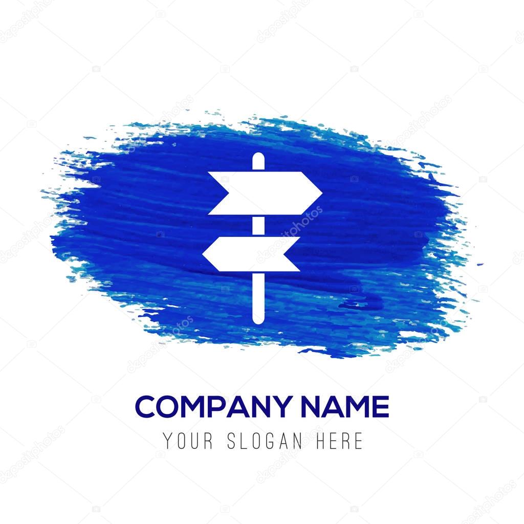 Business logo with wooden arrows icon on blue background, vector illustration