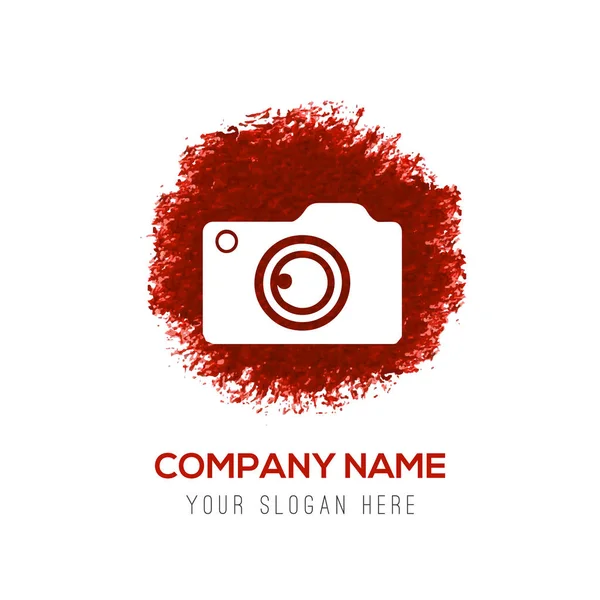 Icono de la cámara de fotos en rojo — Vector de stock