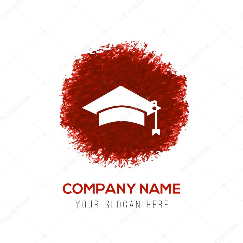 Business logo with graduation cap flat icon , vector illustration
