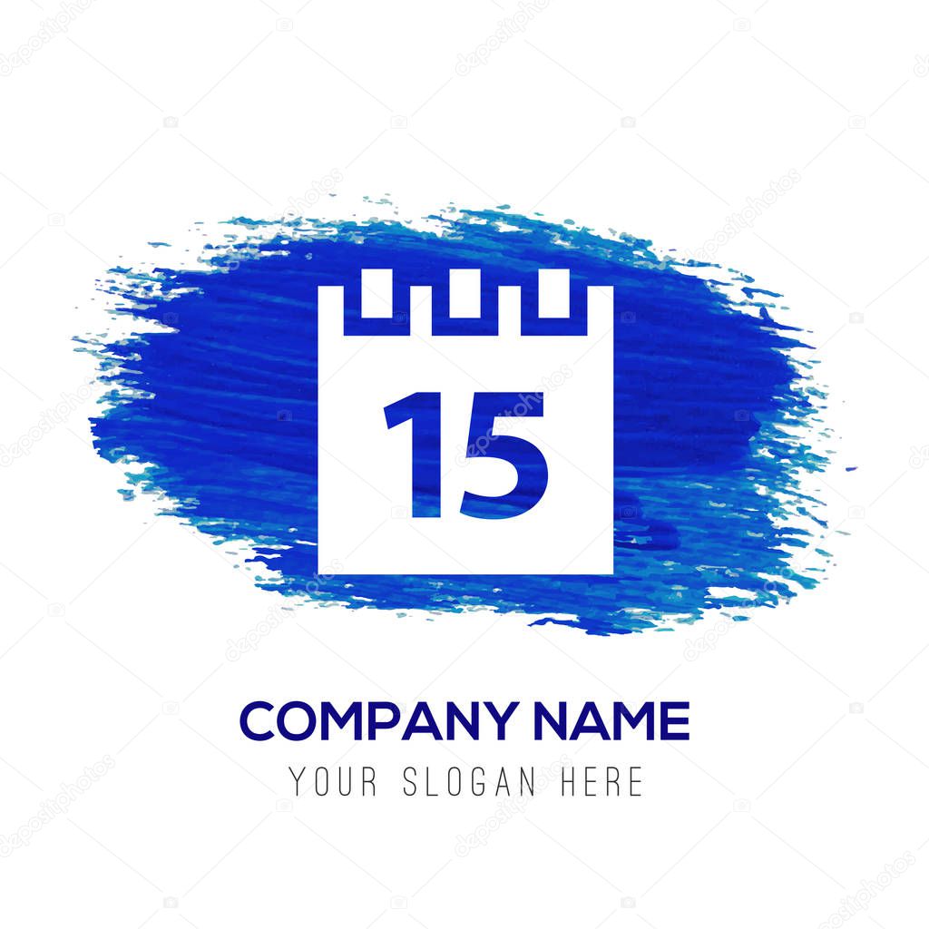 Business logo with calendar  icon on blue background, vector illustration