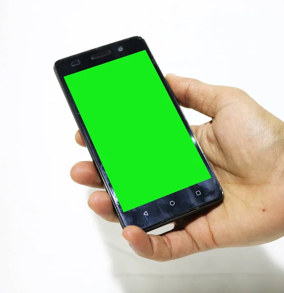Смартфон з зеленим екраном — стокове фото